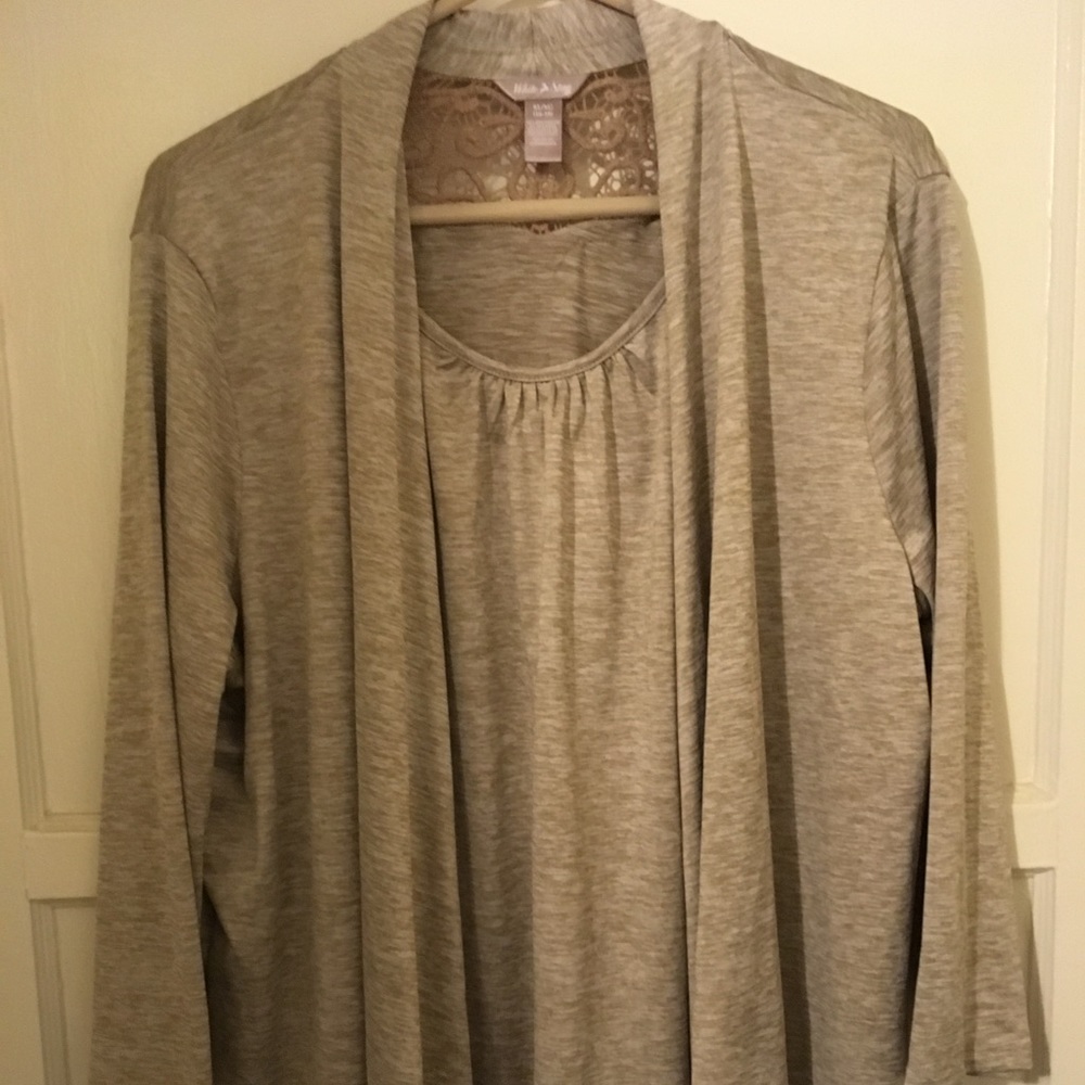 Cardigan with Faux undershirt (one piece)
